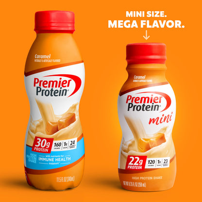 Premier Protein Shake MINIs, Caramel, 22g Protein, 120 Calories, 1g Sugar, 8.75fl oz
