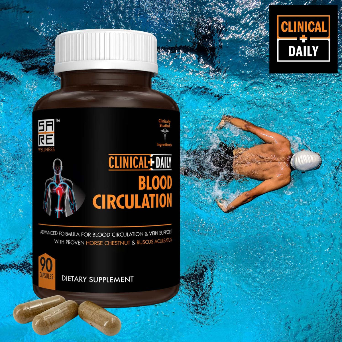 Clinical Daily Blood Circulation Supplements. Butchers Broom, Horse Chestnut, Hawthorn