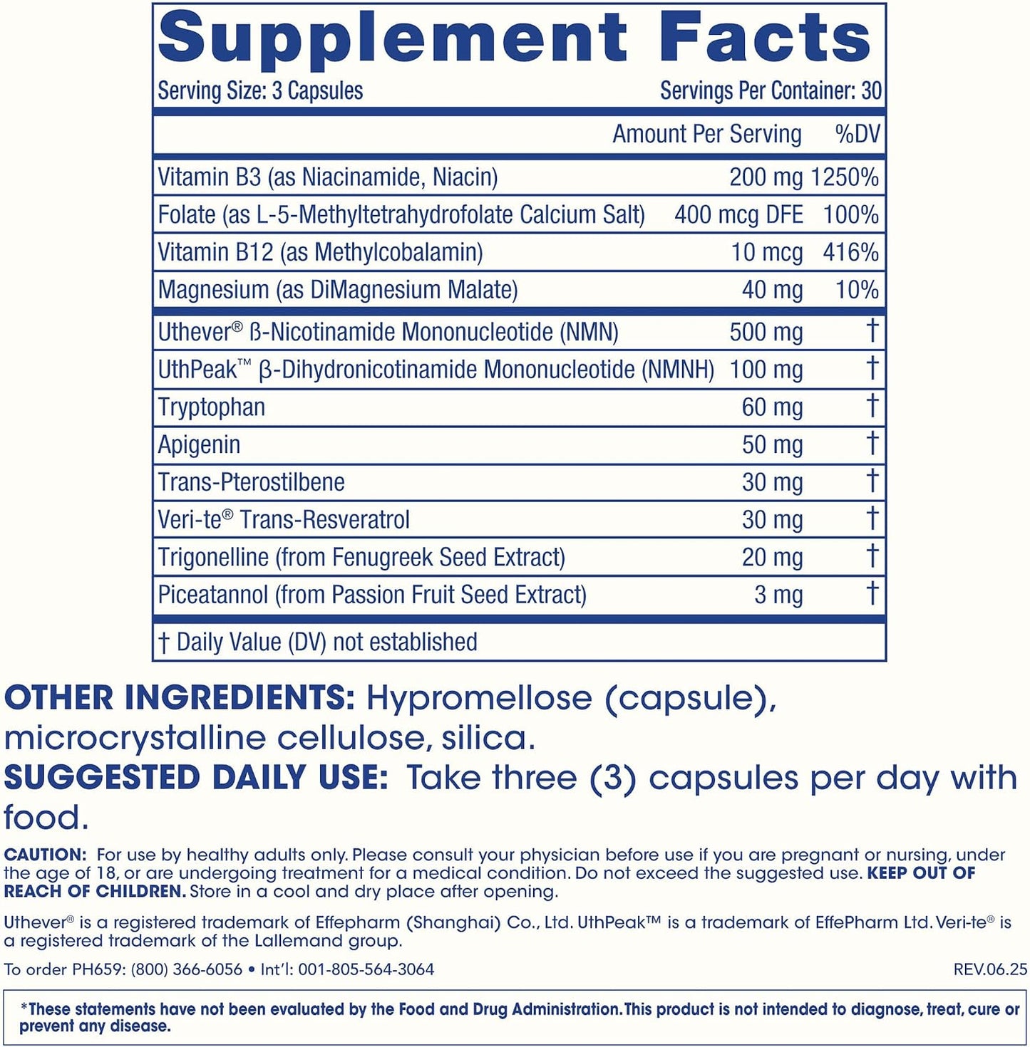 ProHealth NAD Triple Boost™ with NMN 500mg and NMNH 100 mg Plus Apigenin and Trans-Resveratrol. Promotes Longevity, Heart and Brain Health, Activates Sirtuins for Cellular Repair (30 Servings)