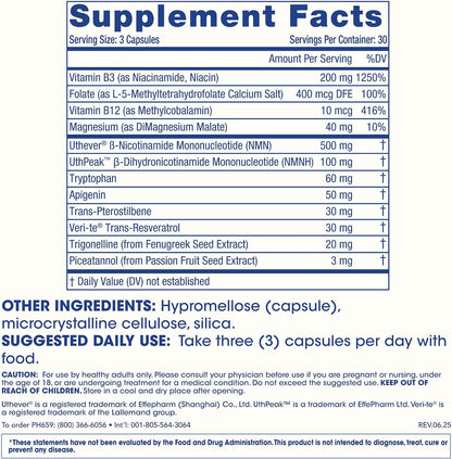 ProHealth NAD Triple Boost™ with NMN 500mg and NMNH 100 mg Plus Apigenin and Trans-Resveratrol. Promotes Longevity, Heart and Brain Health, Activates Sirtuins for Cellular Repair (30 Servings)