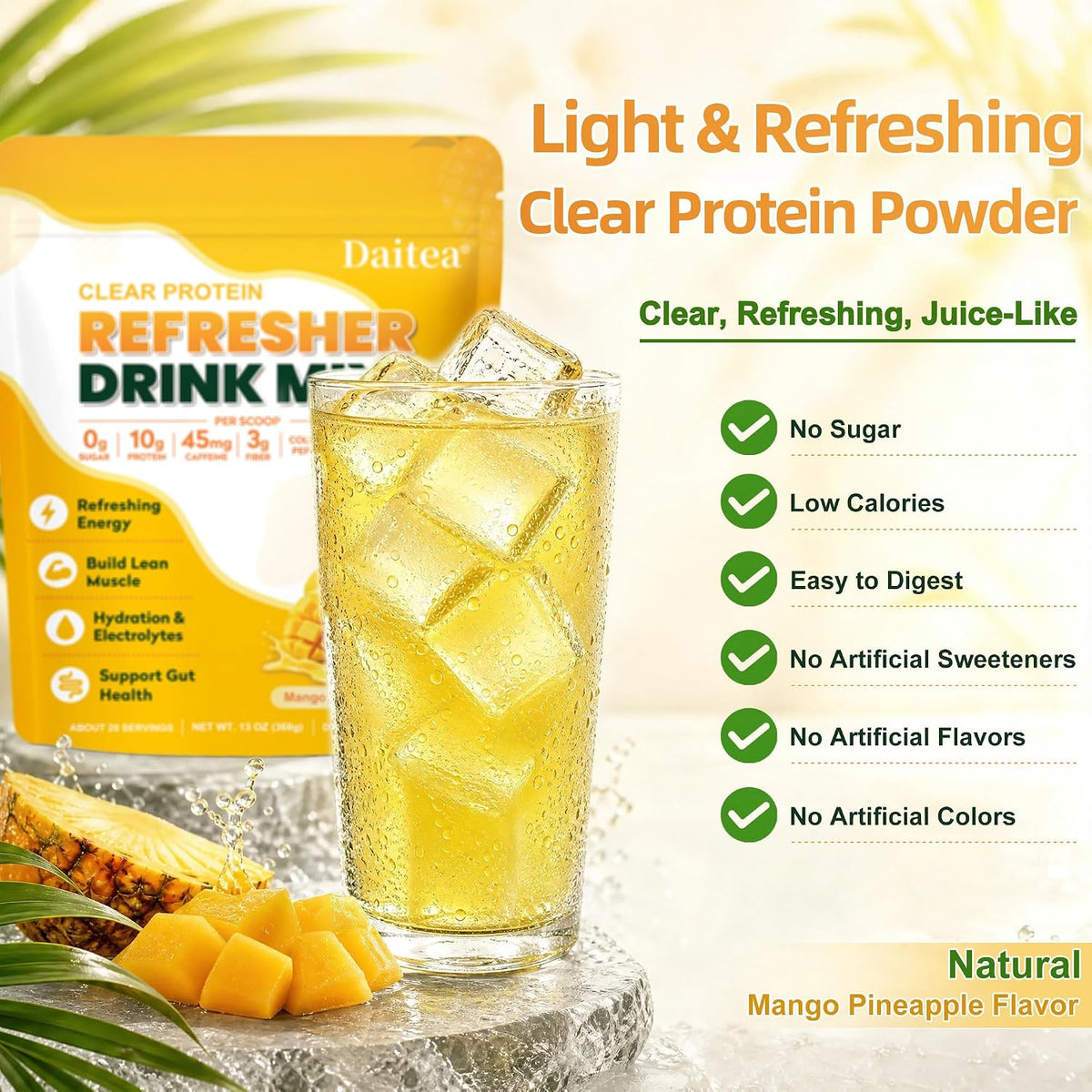 Clear Protein Refresher Powder with Whey Protein Isolate, Pineapple Mango