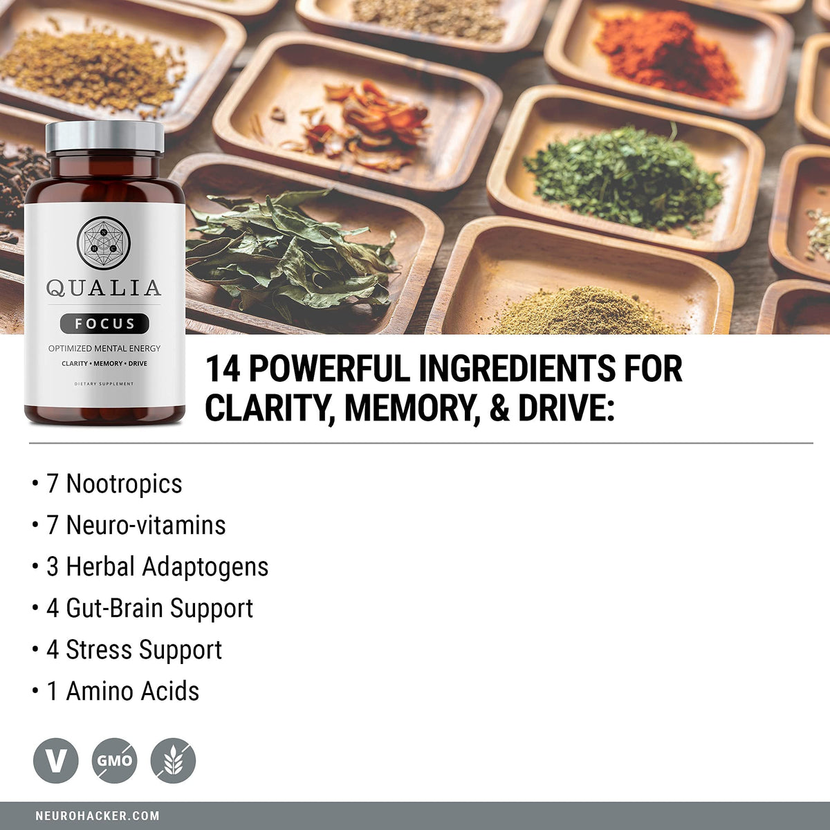 Qualia FOCUS Brain Booster Supplement | A Powerful Nootropic Designed to Deliver