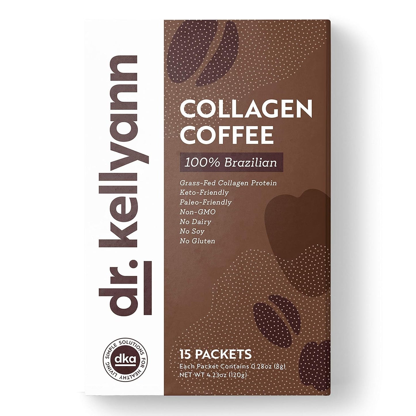 Dr. Kellyann Grass-Fed Collagen Instant Coffee (15 Packets) - Keto & Paleo Friendly - Sugar free, Dairy free, Grain Free - Brazilian Collagen Coffee-to-Go