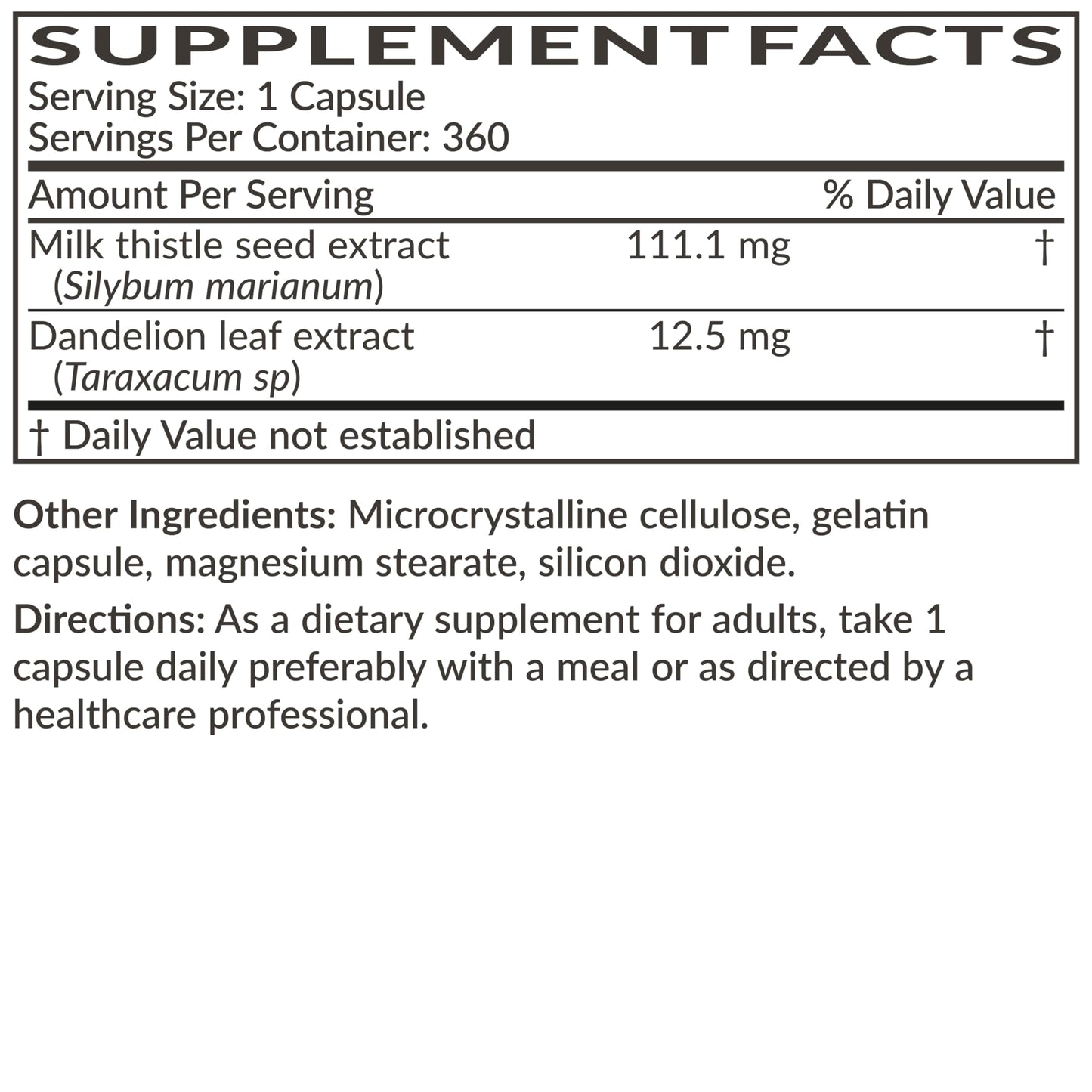 Futurebiotics Milk Thistle Silymarin Marianum & Dandelion Extract Liver Health Support, Antioxidant Support, Detox, 300 Capsules