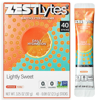 40 Sticks Low Sodium Sugar Free & 0 Calorie Electrolyte Hydration Packets | Lightly Sweet Electrolyte Powder Drink Mix, Liquid Daily IV Flavors Lemon Orange Peach Grapefruit
