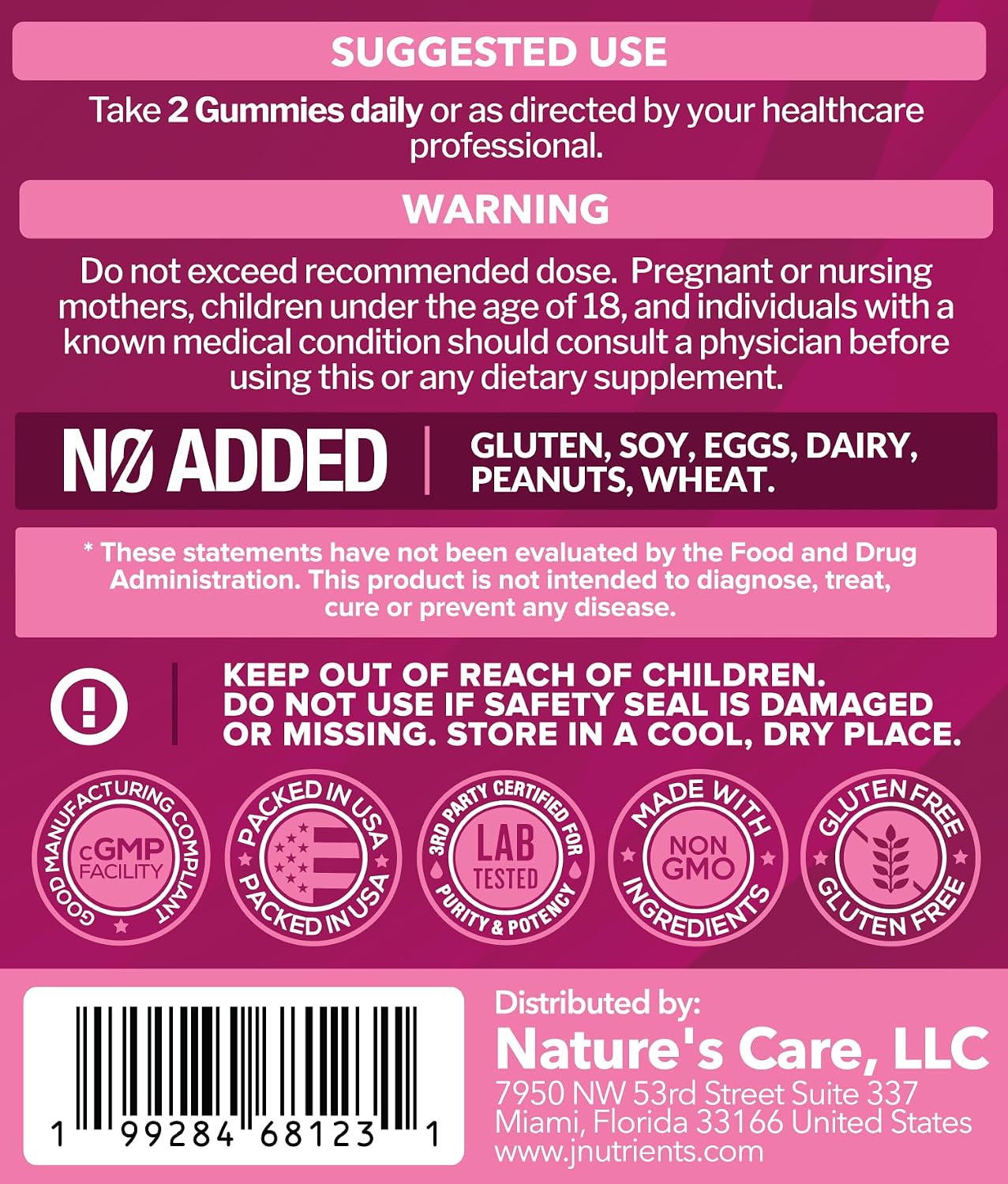 Just Nutrients Women's Probiotic Gummies with Prebiotics | 12 Strains – Digestive, Immune, Vaginal & Urinary Tract Health Support – Natural Mixed Berry Flavor, 60 Gummies