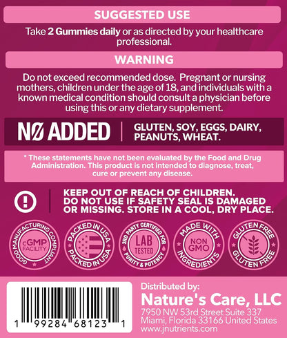 Just Nutrients Women's Probiotic Gummies with Prebiotics | 12 Strains – Digestive, Immune, Vaginal & Urinary Tract Health Support – Natural Mixed Berry Flavor, 60 Gummies
