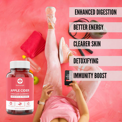 Nutriumph Apple Cider Vinegar Gummies with The Mother Vegan – Weight Loss, Detox