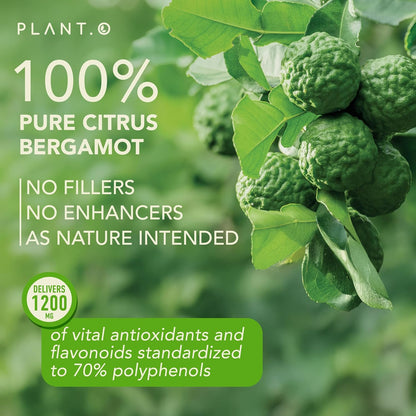 Citrus Bergamot Supplement 1200mg Highly Concentrated to 70% Polyphenols - Pure Bergamot Extract for Heart Health, Immunity, Antioxidant - 60 Veggie Capsules, Made in USA