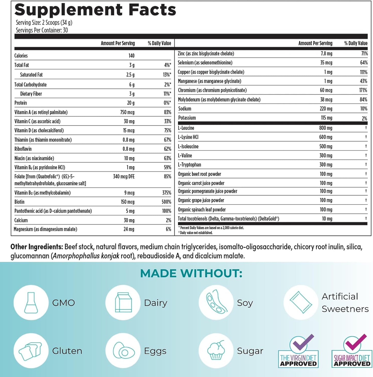 Reignite Wellness by JJ Virgin Vanilla Paleo-Inspired All-in-One Shake and Extra Fiber Powder Supplement