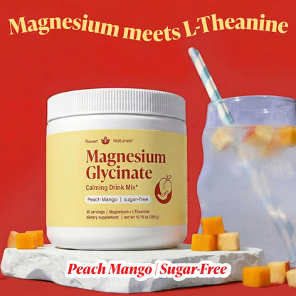 Magnesium Glycinate Powder + L Theanine, 60 Servings, 300mg, Mixed Berry