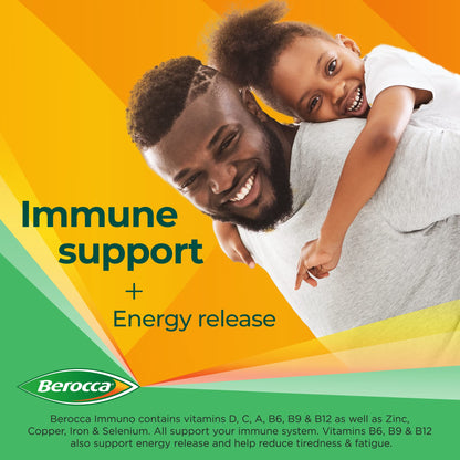 Berocca Immuno Effervescent Tablets, 11 Vitamins and Minerals, Including Vitamins D, C