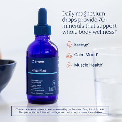 Trace Minerals Mega-Mag Ionic Magnesium Liquid Drops Supplement, 4 fl oz