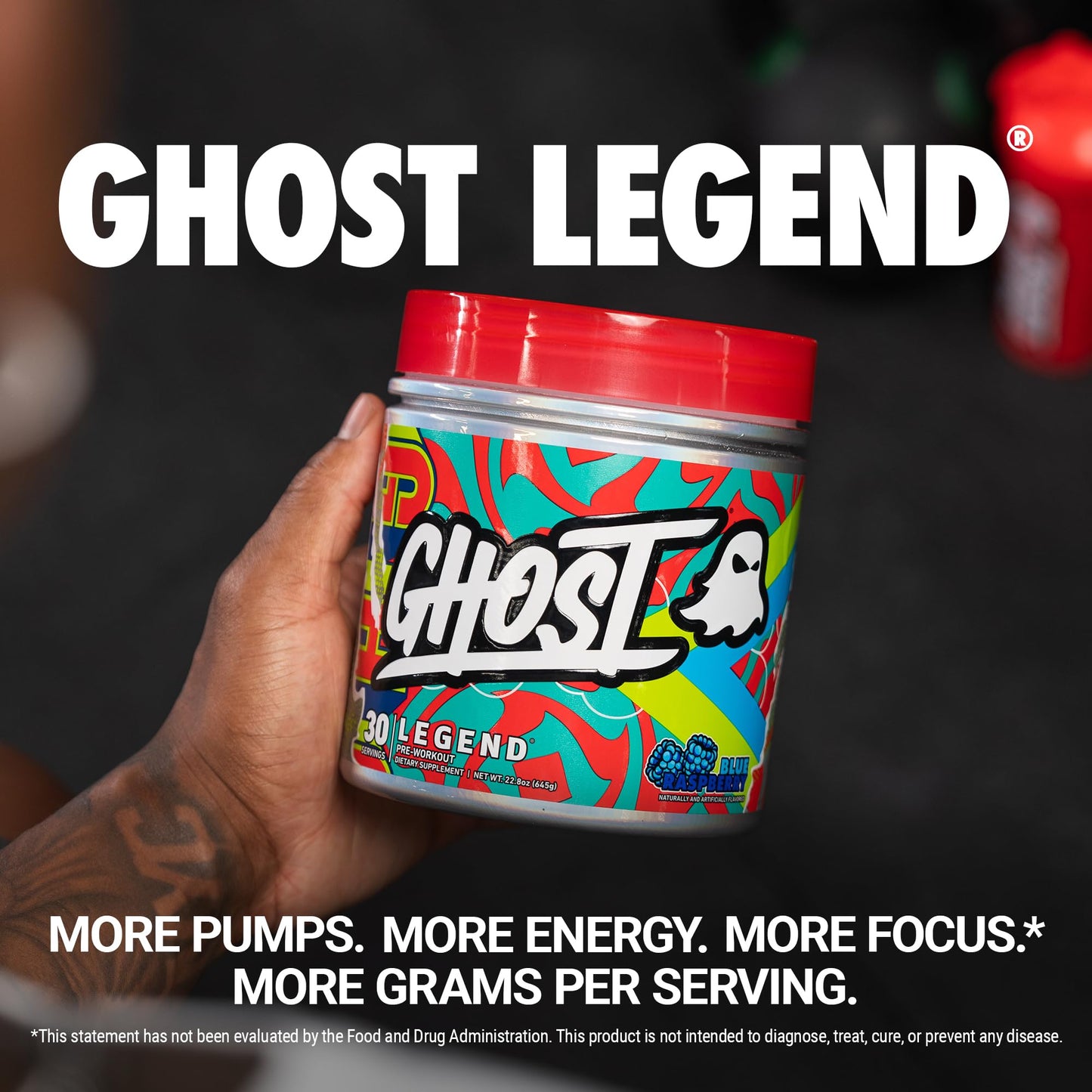 GHOST Legend Pre Workout Powder, Sonic Cherry Limeade - 30 Servings – Pre-Workout for Men & Women with Choline, L-Citrulline, & Beta Alanine for Energy & Focus