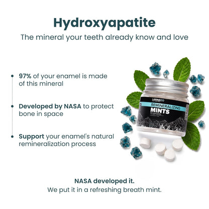 Larineco Remineralizing Oral Care Mints – Hydroxyapatite Sugar-Free Dental Mints for Fresh Breath & Enamel Support – Plastic-Free, Fluoride-Free, Plant-Based Oral Care – 60 Pieces