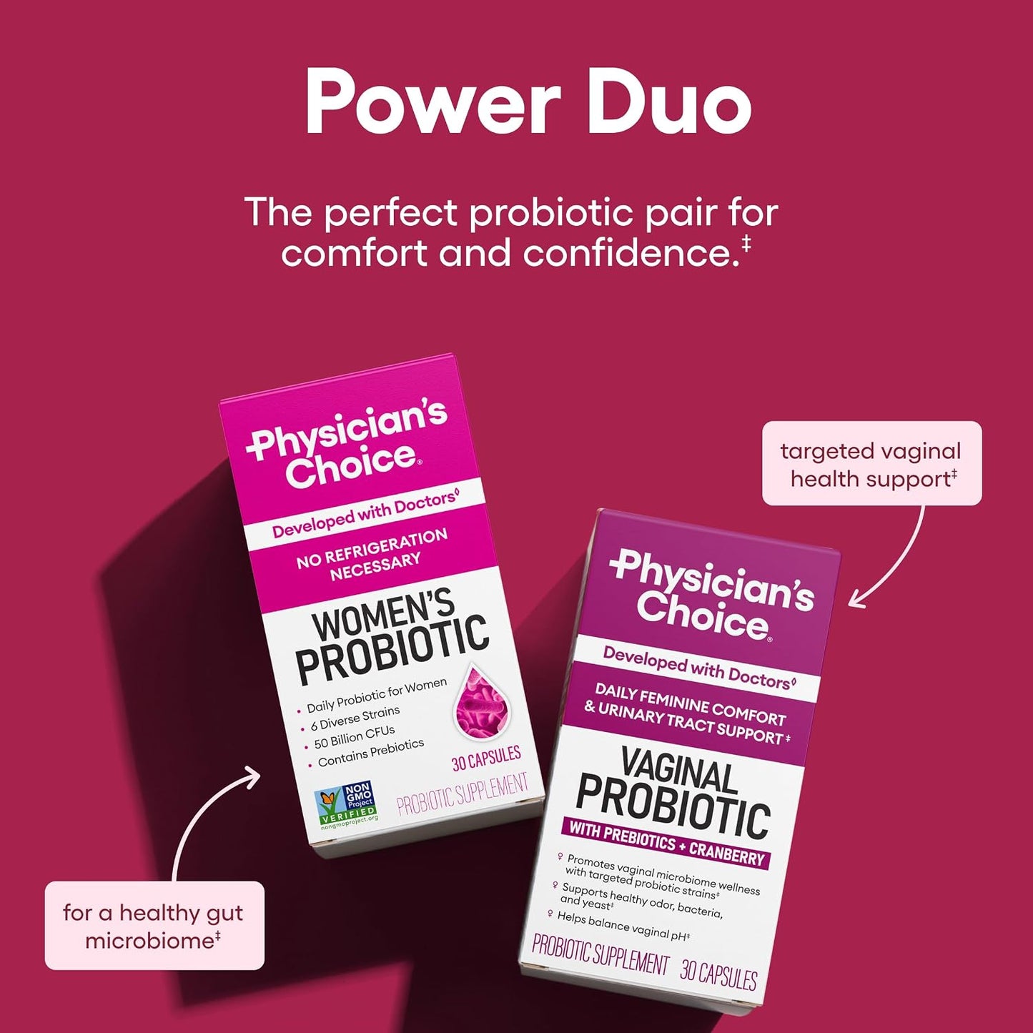 Physician's CHOICE Feminine Power Duo Bundle - Vaginal Probiotic + Womens Probiotic Bundle
