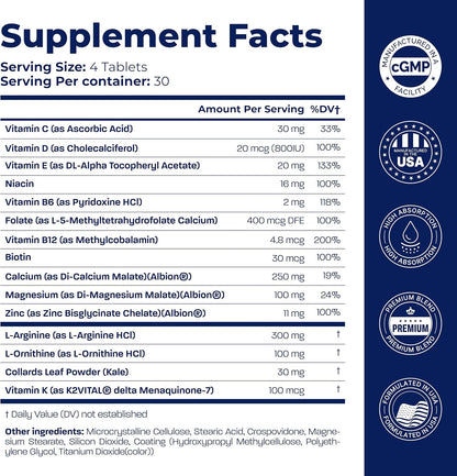 BONE SCIENCE Primeheight Bone & Growth Support with Calcium, Vitamin D3, K2, Magnesium, Zinc - Nutrient-Based Vegan Immune Formula, Non-GMO, 120 Tablets