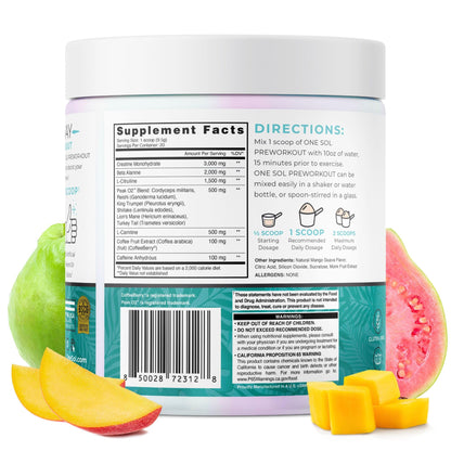 One Sol Pre-Workout for Women, Enhanced Pump & Focus, No Jitters Or Crash, Natural