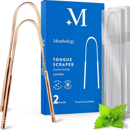 Mouthology 10% Nano Hydroxyapatite Toothpaste (Fluoride Free) and Copper Tongue Scraper for Adults (2 Pack)