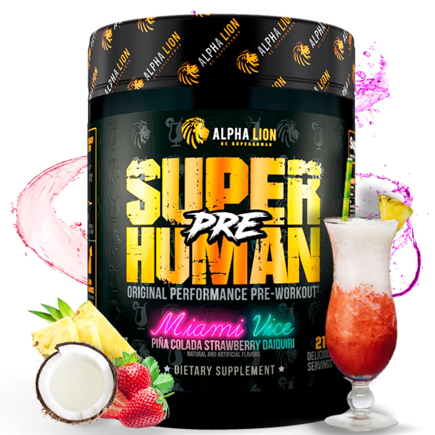 ALPHA LION Superhuman Pre Workout Powder, Beta Alanine, L-Taurine & Tri-Source Caffeine for Sustained Energy & Focus, Nitric Oxide & Citrulline for Pump (21 Servings, Sour Gummy Bear Flavor)