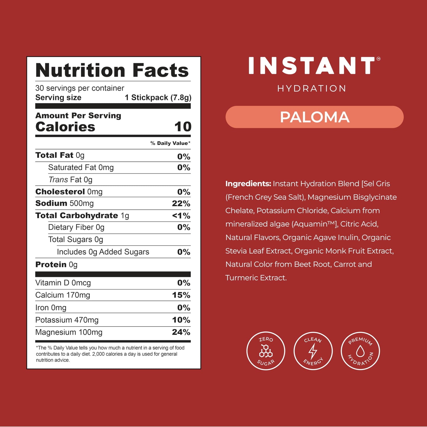 Instant Hydration Electrolytes Powder Packets - Watermelon Electrolyte Drink Mix - Zero Sugar - Keto, Vegan, Gluten-Free, Non-GMO - Boost Recovery, Brain Health, Muscle & Tissue Support- 30 Sticks