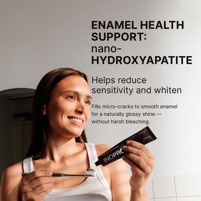 INOPRO Whitening Hydroxyapatite Toothpaste with Probiotic for Sensitive Teeth, Fluoride Free Enamel Support Toothpaste, SLS Free, Baking Soda, Coconut Oil, 5oz