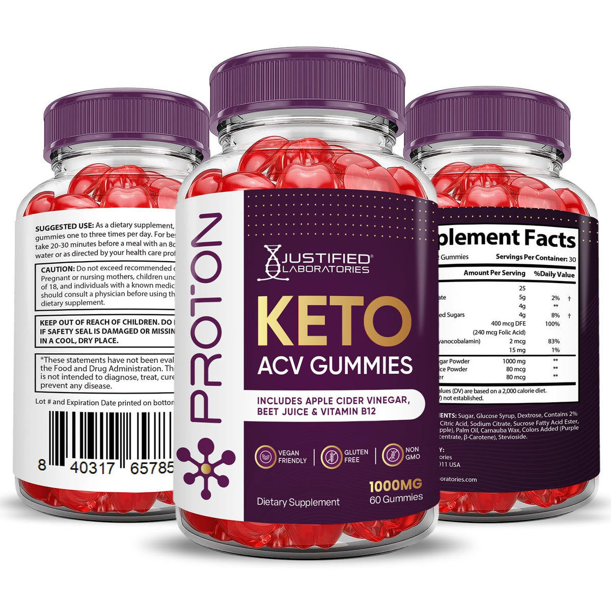 (3 Pack) Proton Protein Keto ACV Gummies Advanced Formula 1000MG Proton Keto