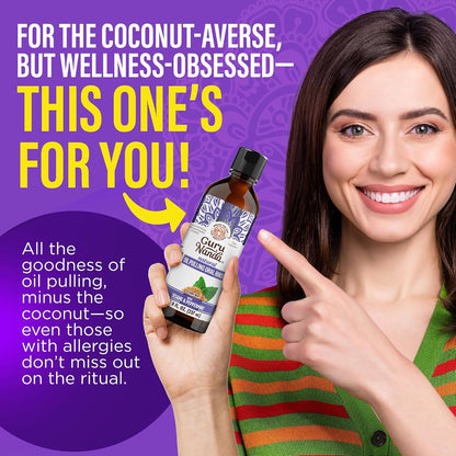 GuruNanda Sesame Oil Pulling Alcohol Free Mouthwash with Peppermint Oil 8oz