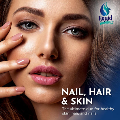 Liquid Collagen and Biotin, 2 Fl. Oz, Ultra-Strength Collagen Peptides for Women, Third-Party Tested Biotin for Hair Growth Women, Nails, and Skin Vitamins B7 Collageno Peptides – Vanilla Flavor