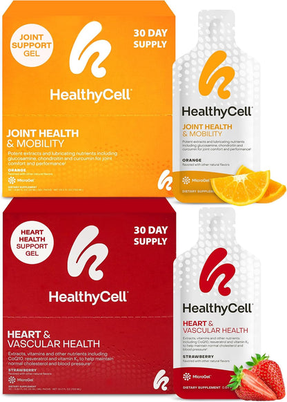 Healthycell Heart & Vascular + Joint Health & Mobility Supplements Bundle | Heart & Vascular Health + Joint Health & Mobility Supplements Bundle - 30 Day Supply of Liquid Gel
