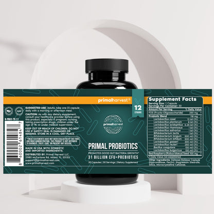 Primal Harvest Probiotic - Daily Supplement, Gluten, Dairy & Soy Free, Vegan