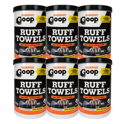 GOOP Orange Heavy Duty Ruff Towels with Scrubbing Power, 10” x 12” Dual Textured Multi-Purpose Cleaning Wipes, Removes Dirt, Grease, Oil, 72 Count