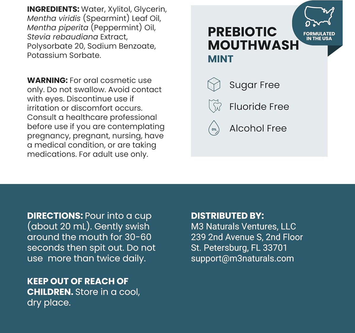 Refreshing Fluoride Free Mouthwash for Bad Breath (Natural Mint, 16 Fl Oz)