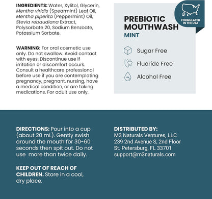 Refreshing Fluoride Free Mouthwash for Bad Breath (Natural Mint, 16 Fl Oz)
