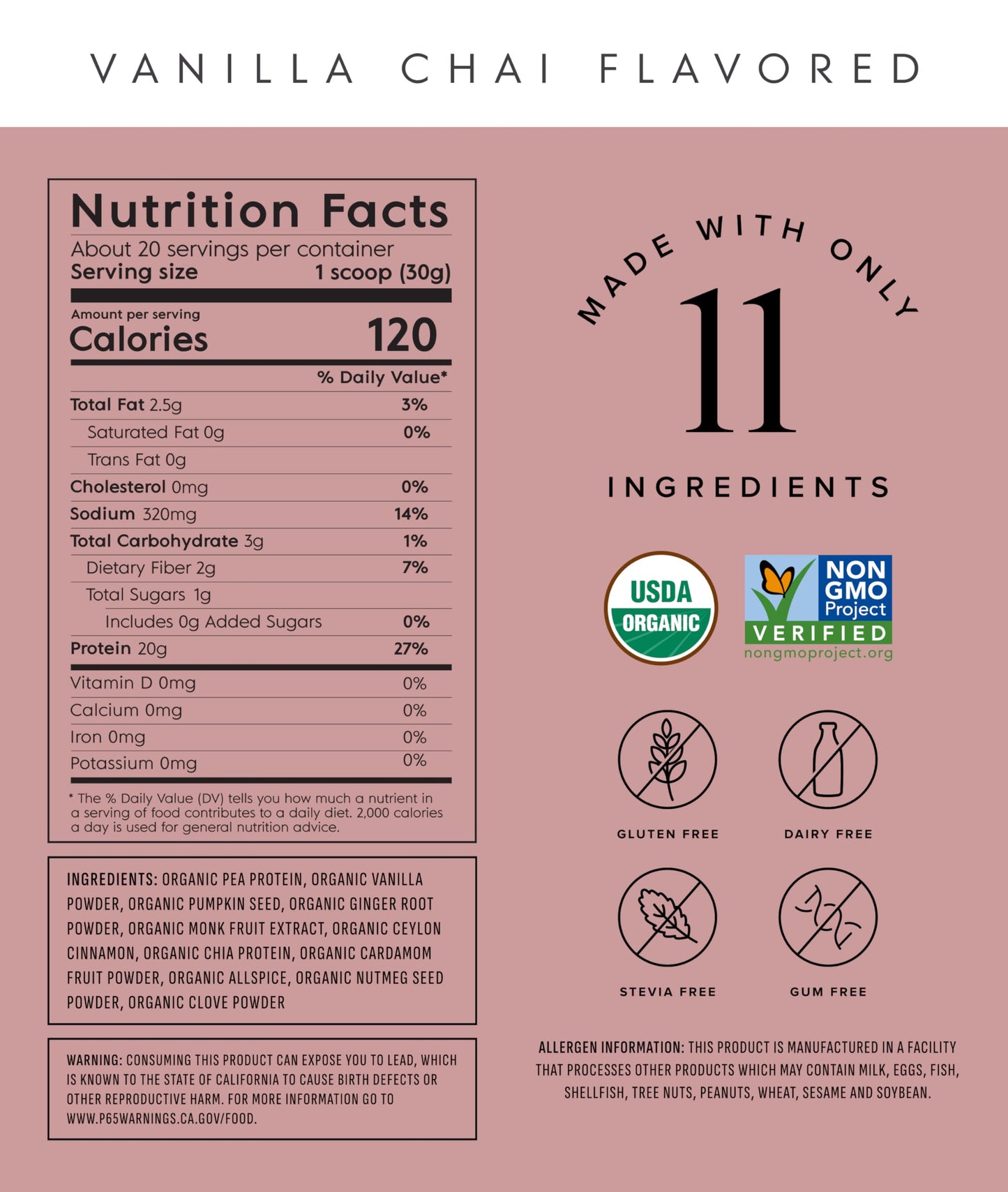 Truvani Organic Plant Based Protein Powder | Vanilla | 18 Servings | Vegan | 20g Pea Protein | Keto | Gluten & Dairy Free | Low Carb | No Added Sugar