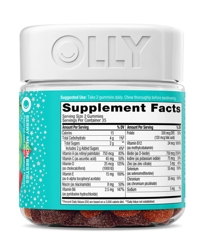 OLLY Teen Girl Multi Gummy, Healthy Skin and Immune Support*- 70 Count