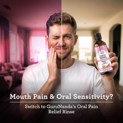 GuruNanda Oral Pain Relief Oil Pulling Mouthwash, Miswak & Clove Oil, 8oz