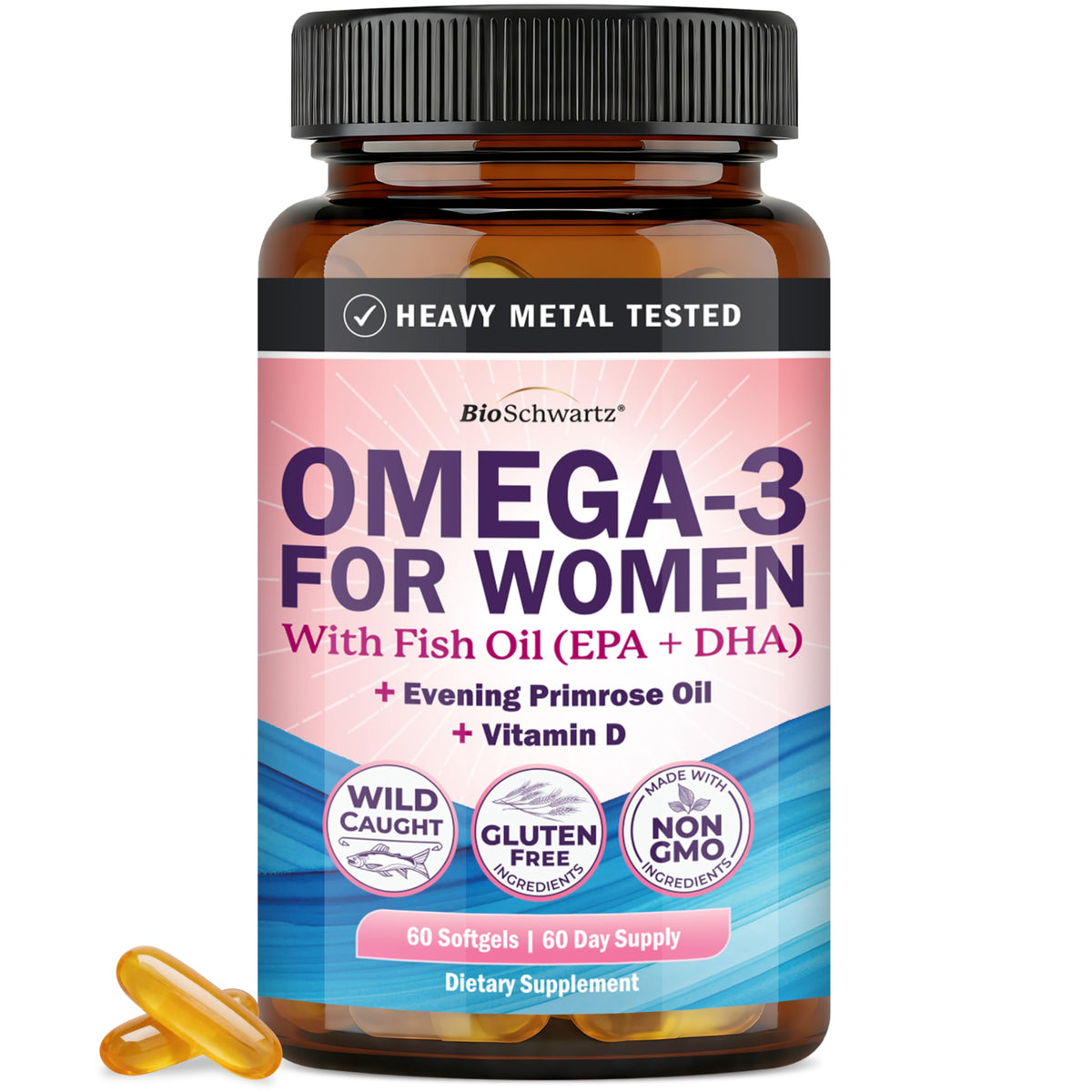 Triple Strength Omega 3 Fish Oil 3000mg for Women and Men, 90 Softgels