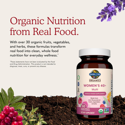 Garden of Life Organics Women 40+ Multivitamin, Vegan, 120 Tablets