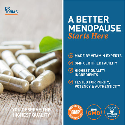 Dr. Tobias Menopause Relief 60 Capsules | Menopause Supplements for Women | Menopause Wellness Support | Black Cohosh + Soy Isoflavones | Hot Flashes, Mood & Nighttime Comfort | 30 Servings