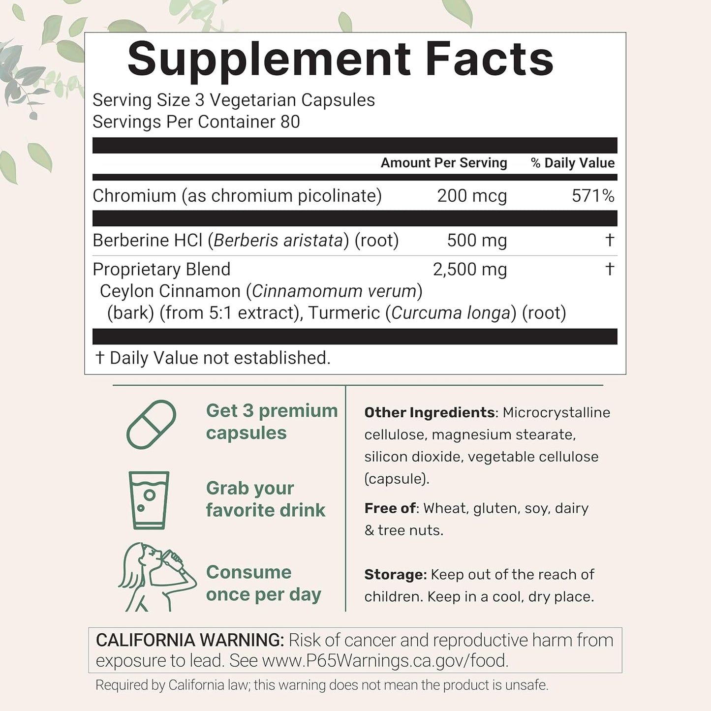 Micro Ingredients Berberine with Ceylon Cinnamon, 240 Veggie Capsules | High Absorption Berberine HCI Supplement + Turmeric Root & Cinnamon Bark Extract | Non-GMO, Gluten Free