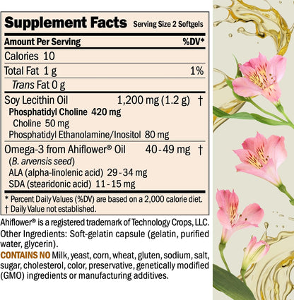 Andrew Lessman ProCaps PC Liver & Brain Benefits 360 Softgels | Phosphatidyl Choline with Ahiflower Oil supports acetylcholine production, memory, focus & healthy liver function.