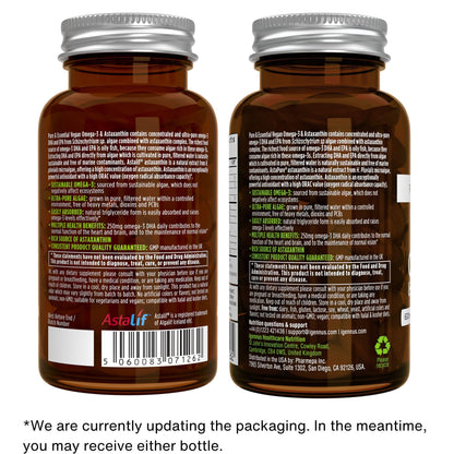 Igennus Vegan Omega-3 Algae Oil, IAOS Certified Pure, 400mg DHA & 200mg EPA per Serving, Triglyceride Form, Supports Brain & Heart Health, with Astaxanthin, 60 Small Softgels (30 Servings)