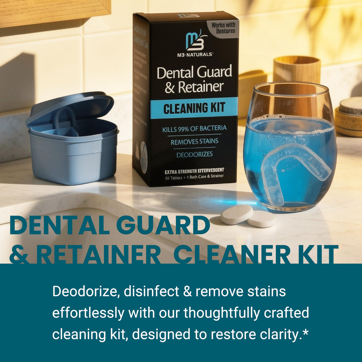 Retainer Cleaner Tablets, Denture Cleaner, Mint, 4 Month Supply by M3
