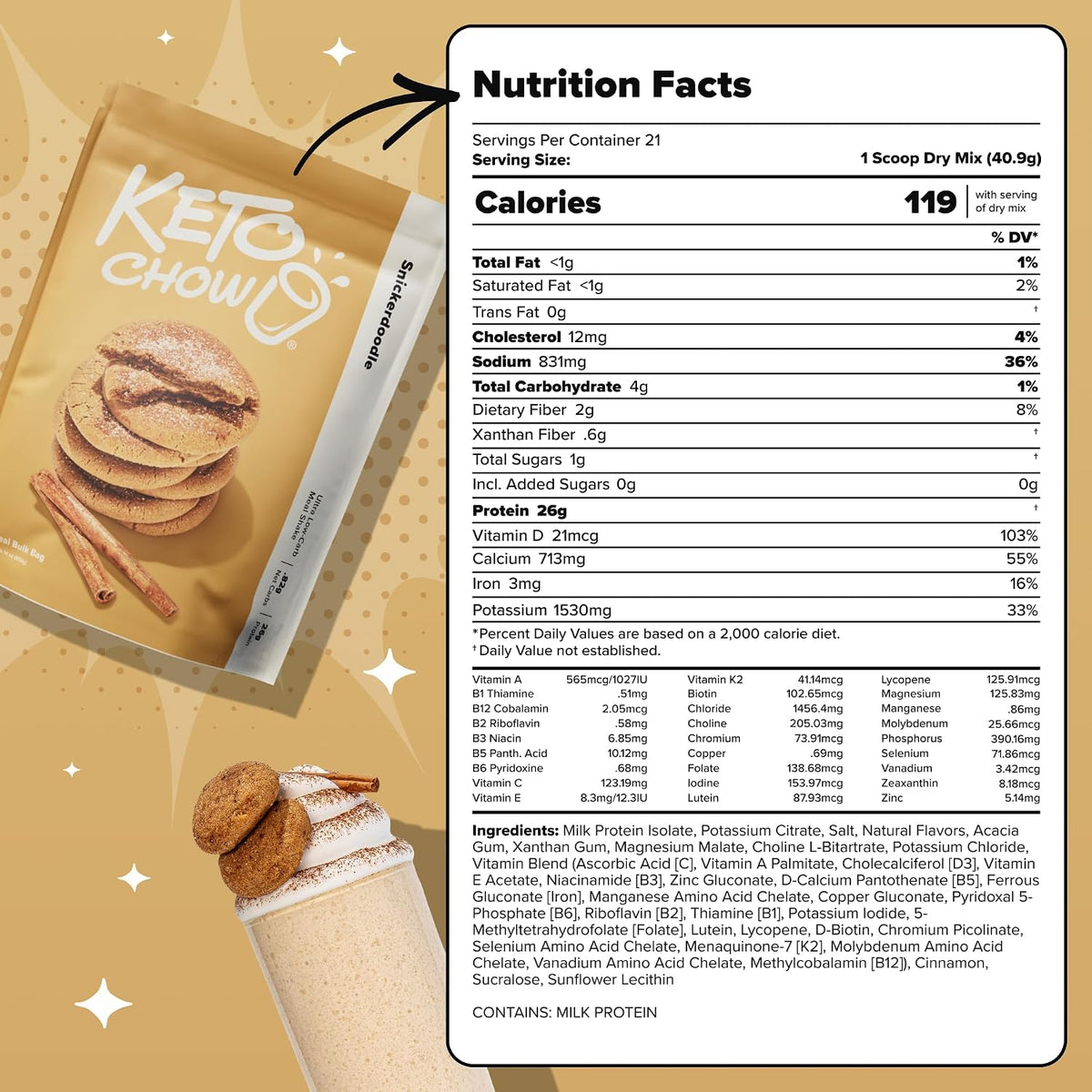 Keto Chow Chocolate Meal Replacement Shake Powder, 21 Meals
