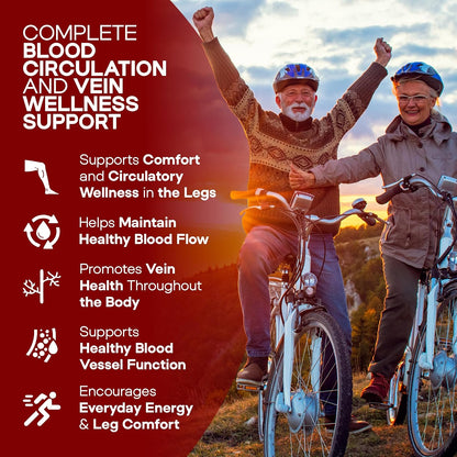 HerbaMe Blood Circulation Supplement, 120 Capsules, Supports Healthy Blood Flow & Leg Vein Wellness with Niacin, L-Arginine, Hawthorn, Ginger, Cayenne, Diosmin & Horse Chestnut
