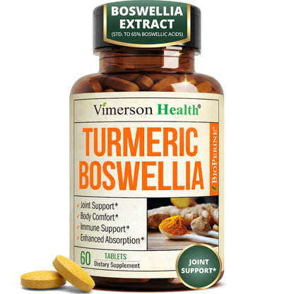 Turmeric Boswellia Supplement w/Ginger – Gut Friendly Joint Supplement 60Ct