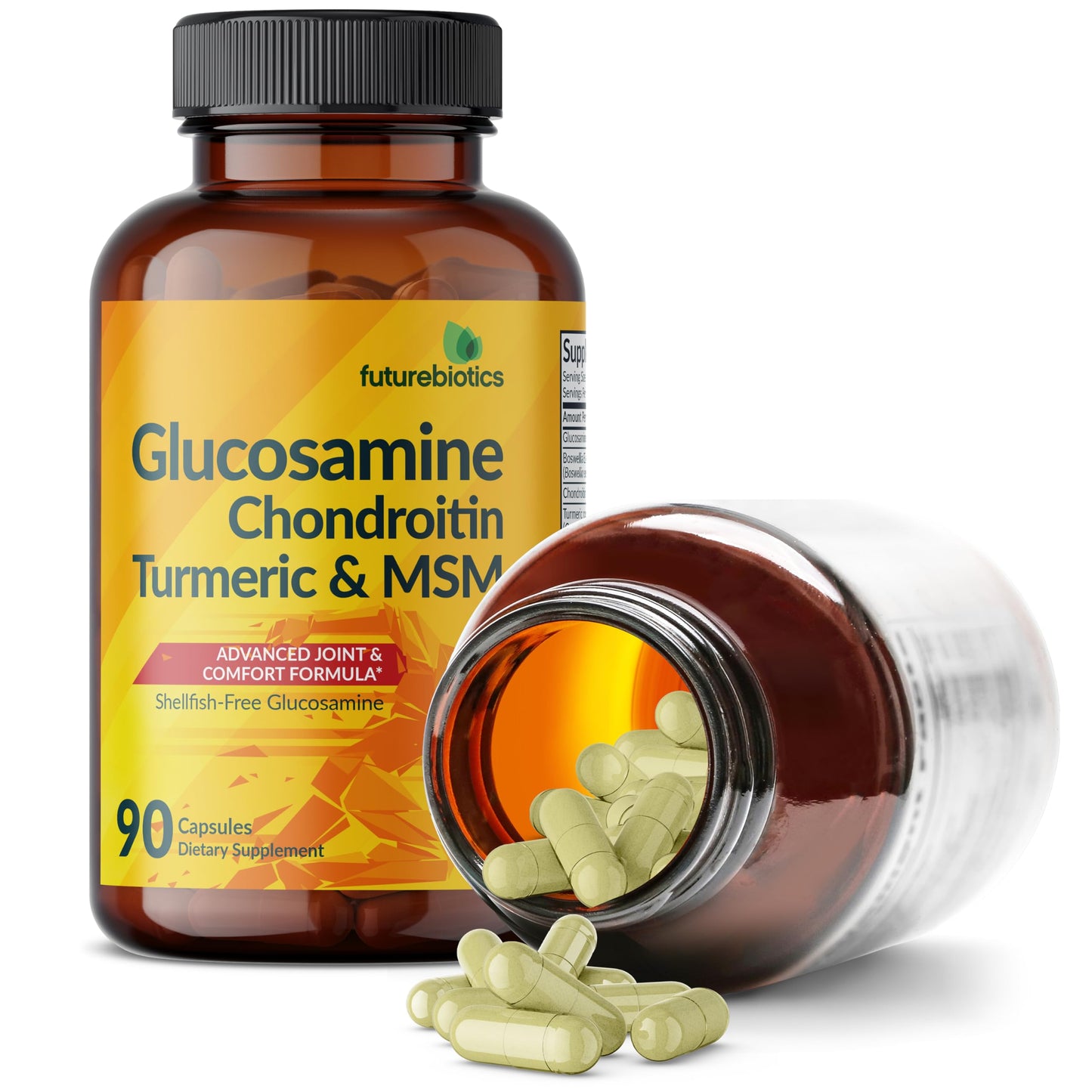 Futurebiotics Glucosamine Chondroitin Turmeric & MSM Advanced Joint Formula, Supports Healthy Joints & Mobility - Non-GMO, 90 Capsules