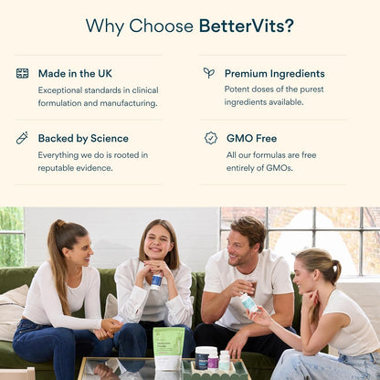 Bettervits Probiotics for Women & Men – 75 Billion CFU | Digestive Health and Gut Support Prebiotic | 14 Clinically Studied Strains with Vitamin B12, Lactobacillus and Inulin Fiber | 30 Capsules