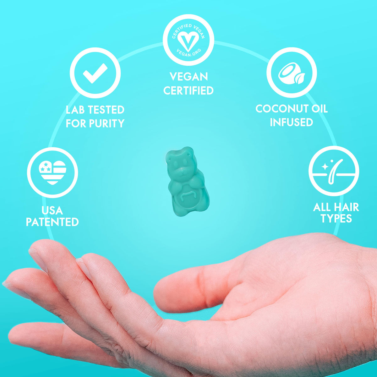 SugarbearPro Hair Vegan Vitamin Gummies for Luscious Hair with Biotin, Vitamin E, Folic
